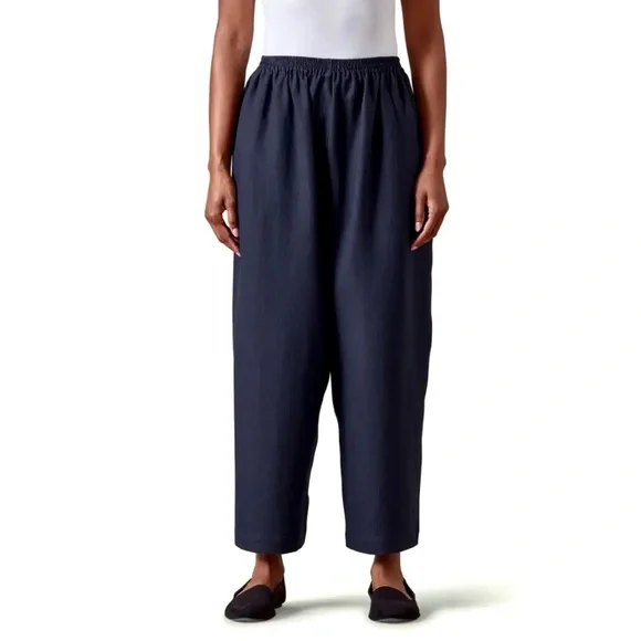 Eskandar sz 3 Japanese Trouser 100% Linen Pants Wide Leg Dark Navy US XL ? - Picture 2 of 12